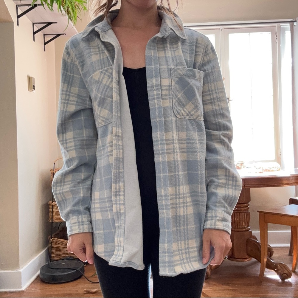 Casa Cabana Blue and Cream Plaid Shirt - Picture 3 of 5